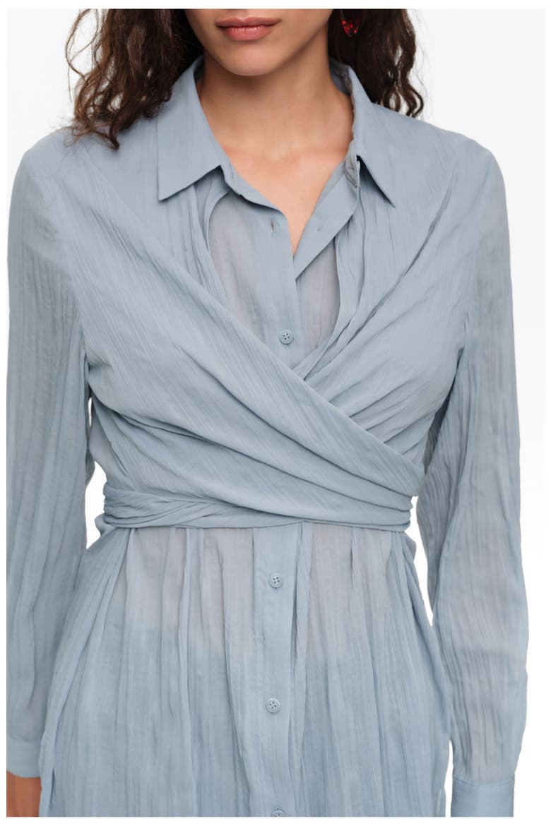Pleated Long Shirt, Alternate, color, LIGHT BLUE