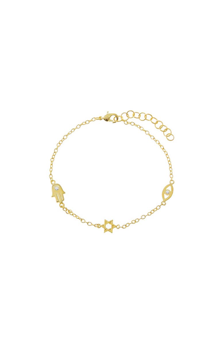 BY ADINA EDEN CZ Protection Symbol Charm Bracelet, Main, color, Gold