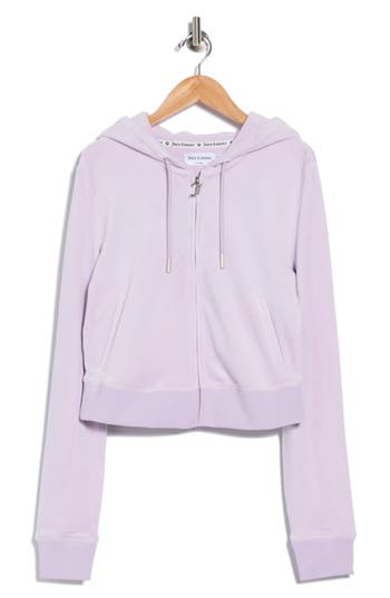 Juicy Couture Womens Pastel Lilac Oola Rhinestone-branding Stretch-woven Hoody Xxs In Purple