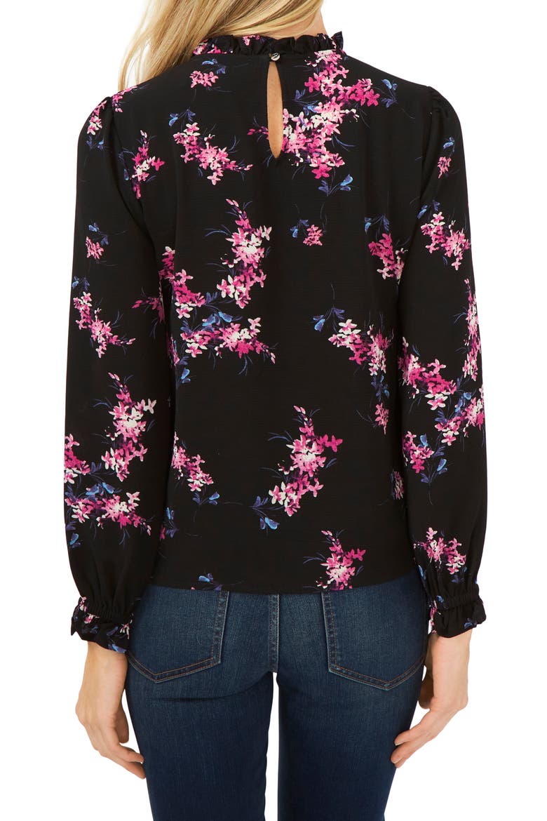 Bouquet Print Blouse, Alternate, color, RICH BLACK