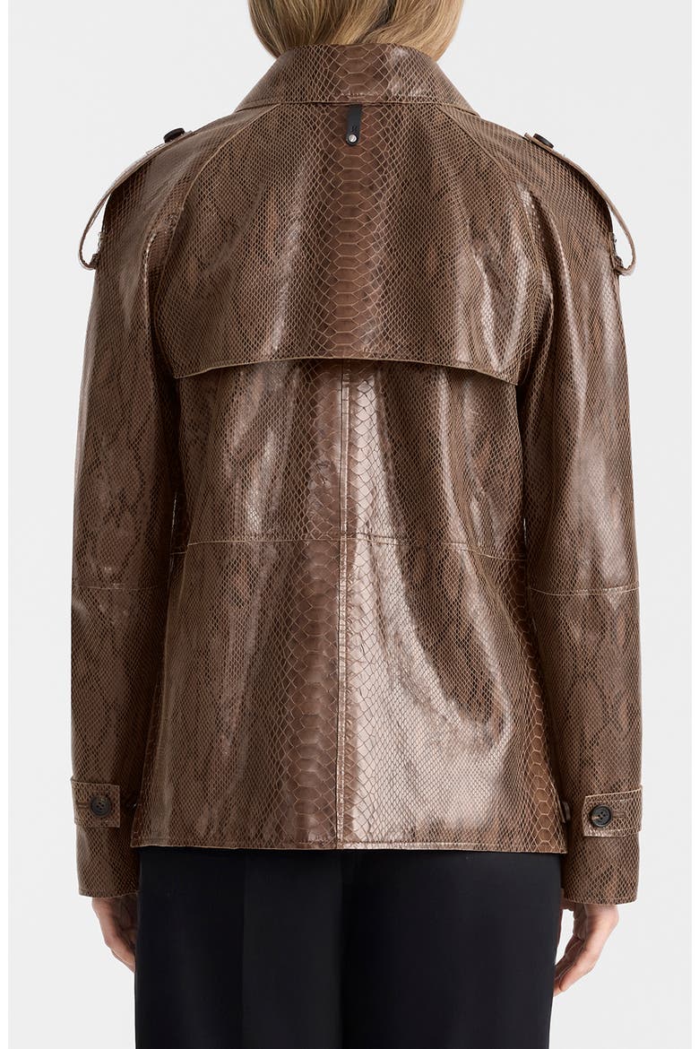 Dolores Double Breasted Leather Coat, Alternate, color, UMBER