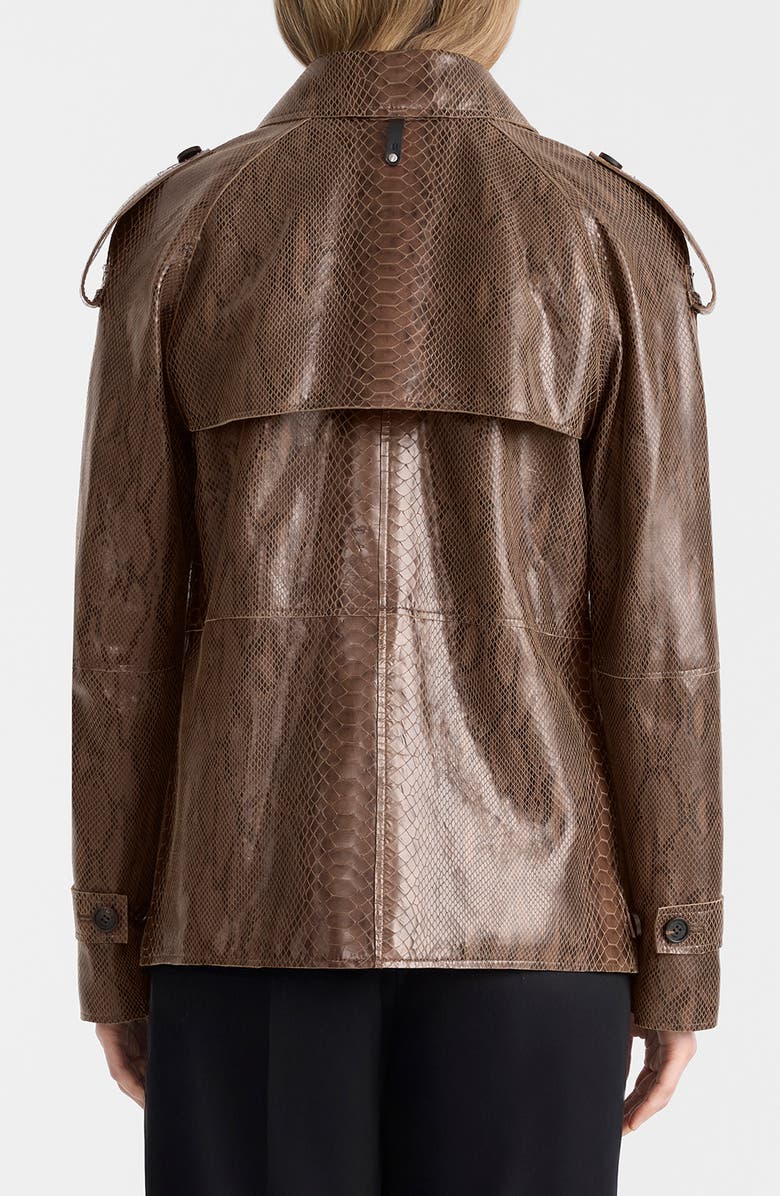 Mackage Dolores Double Breasted Leather Coat, Alternate, color, Umber