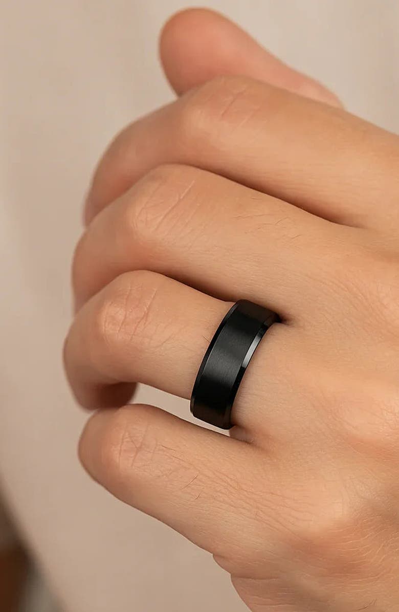 Larson Jewelers Elysian Titanium Wedding Band, Alternate, color, Black Titanium