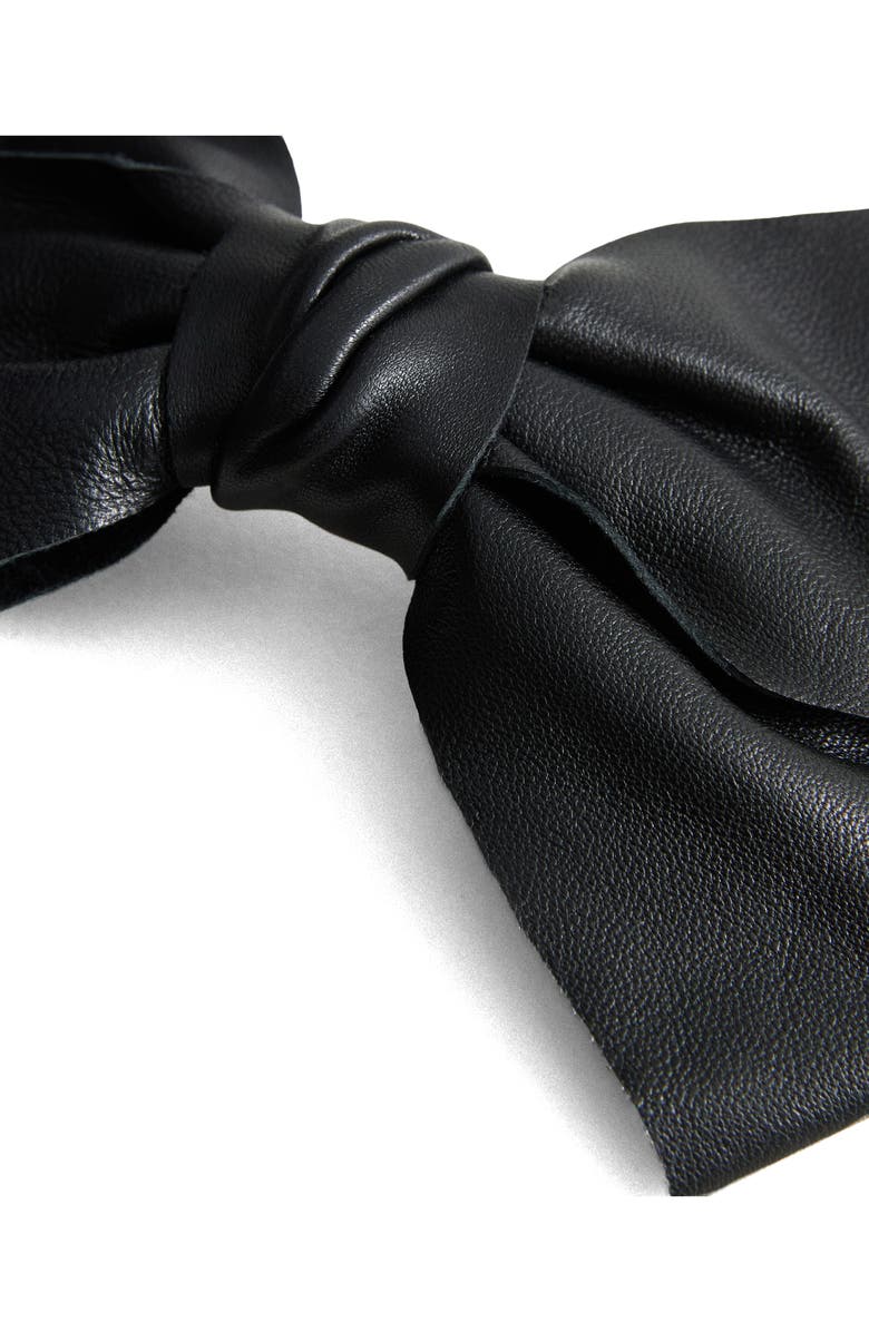 MANGO Leather Bow Barrette, Alternate, color, Black
