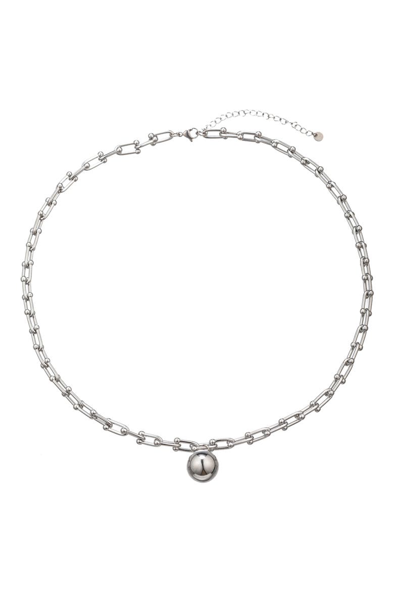 Men's Liam Lock Pendant Paperclip Necklace, Alternate, color, SILVER