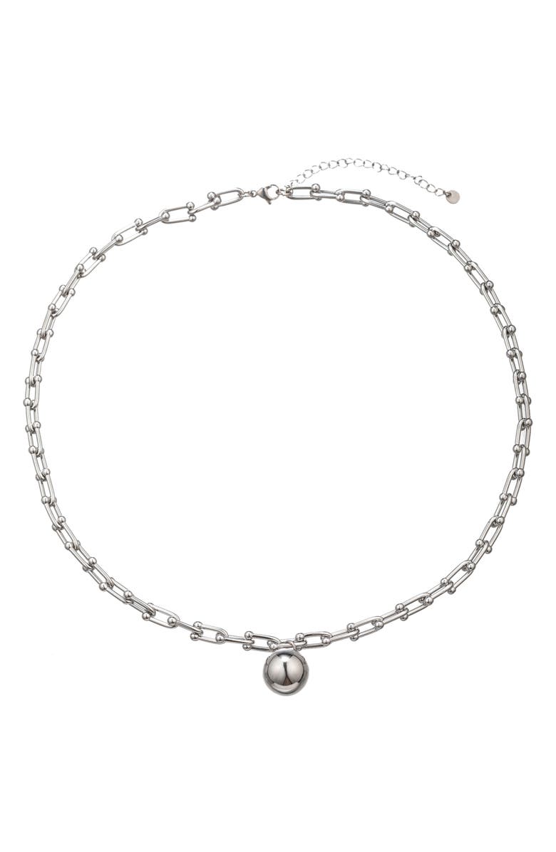 EYE CANDY LOS ANGELES Men's Liam Lock Pendant Paperclip Necklace, Alternate, color, Silver