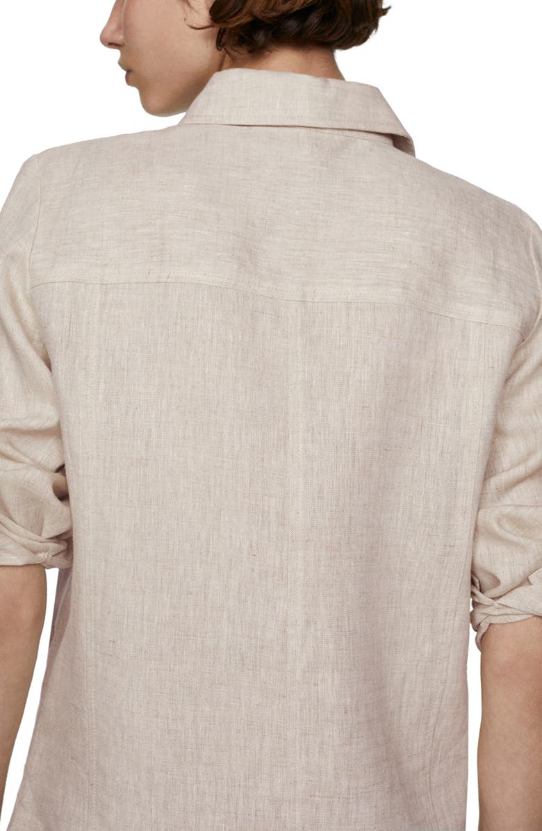 MANGO Linen Button-Up Shirt, Alternate, color, 