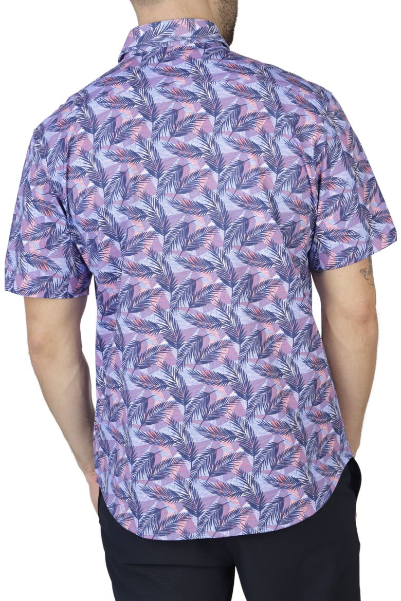 Tropical Leaves Knit Short Sleeve Shirt, Alternate, color, NAVY