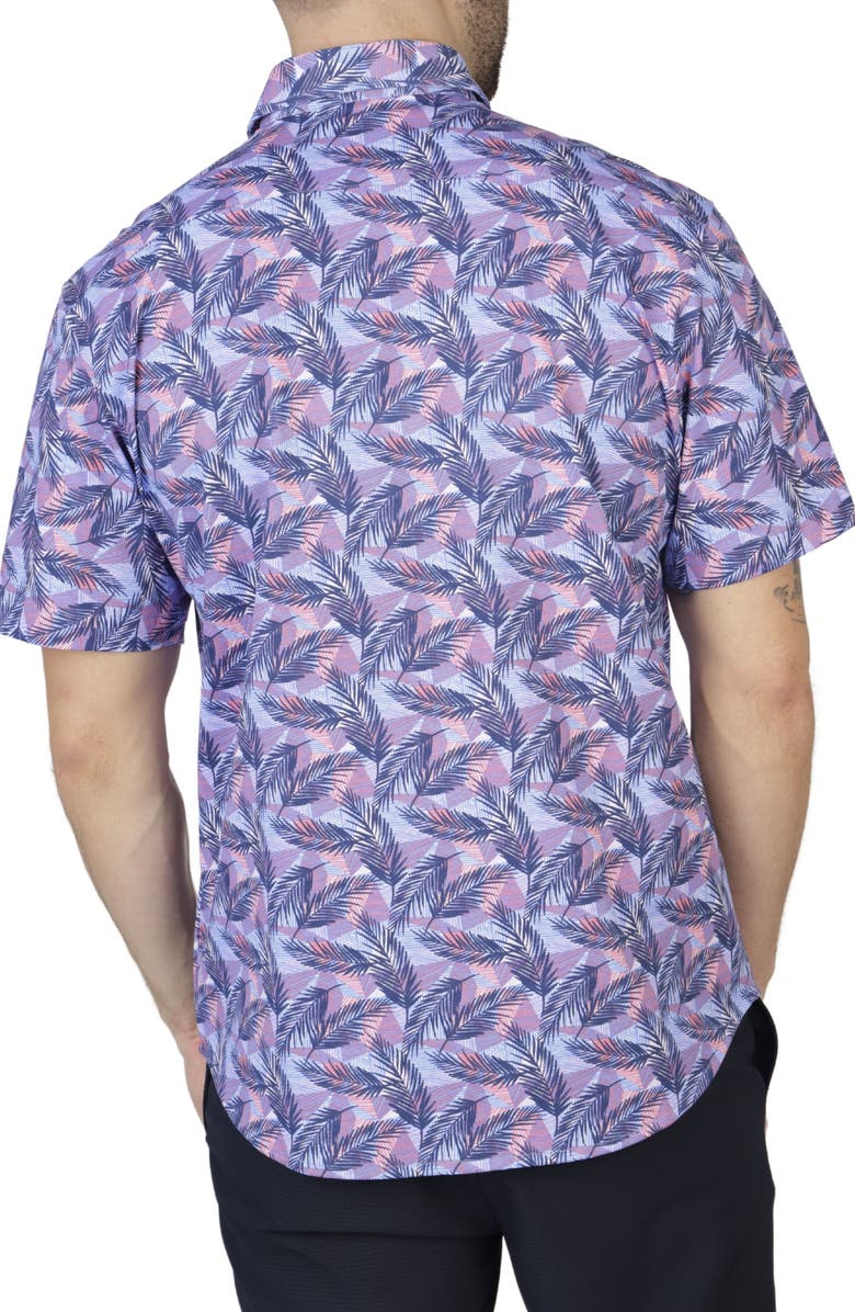 TailorByrd Tropical Leaves Knit Short Sleeve Shirt, Alternate, color, Navy