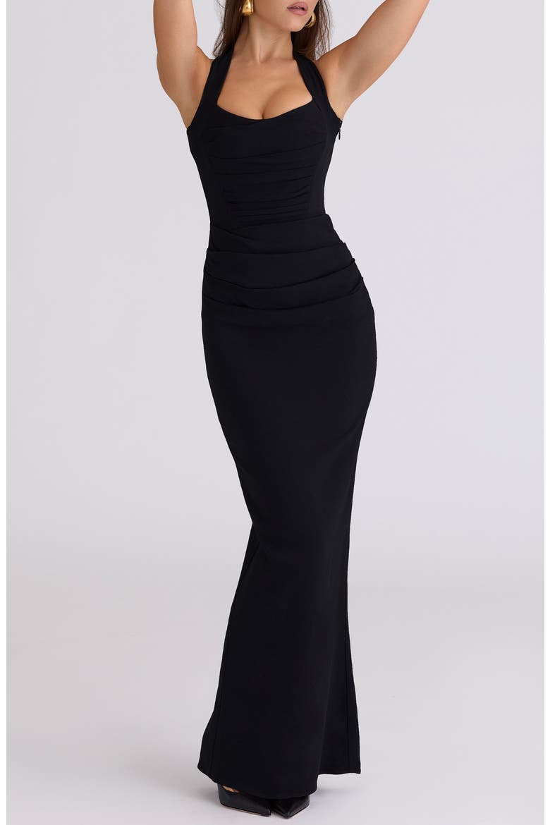 Sahar Halter Maxi Dress, Alternate, color, BLACK