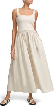 Marcella Clara Mixed Media Ponte & Cotton A-Line Dress