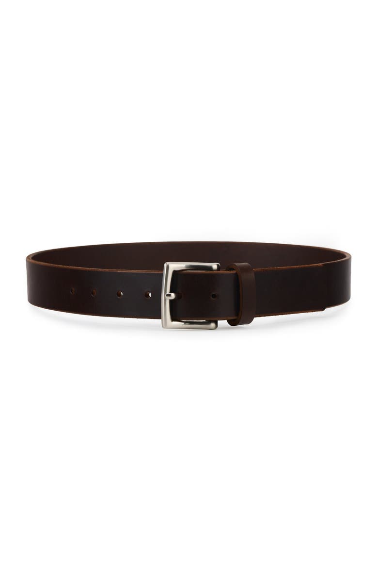 Essential American Made Leather Belt, Main, color, Brown and Nickel