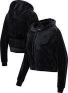 PRO STANDARD Women's Pro Standard Brooklyn Nets Triple Black Velour Full-Zip Hoodie