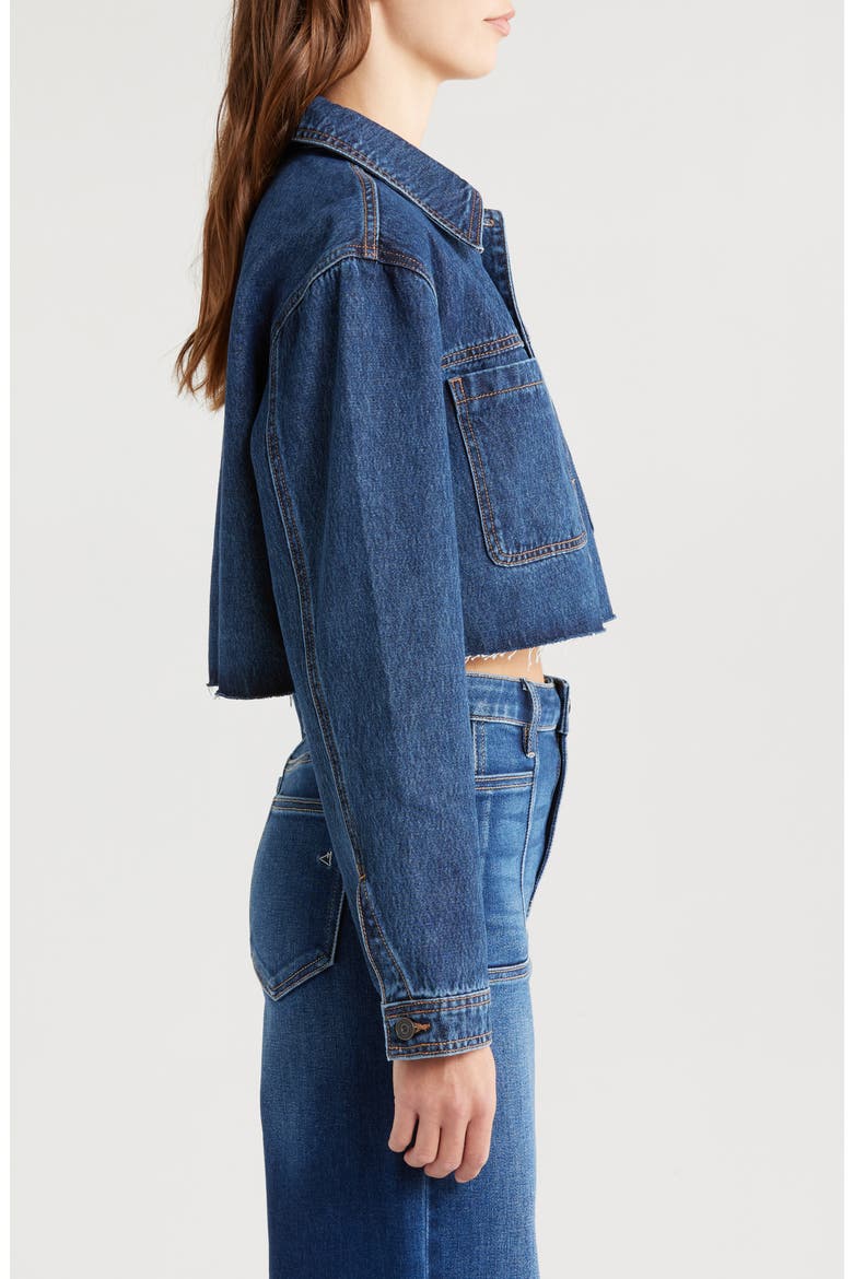 Classic Crop Denim Jacket, Alternate, color, DARK WASH