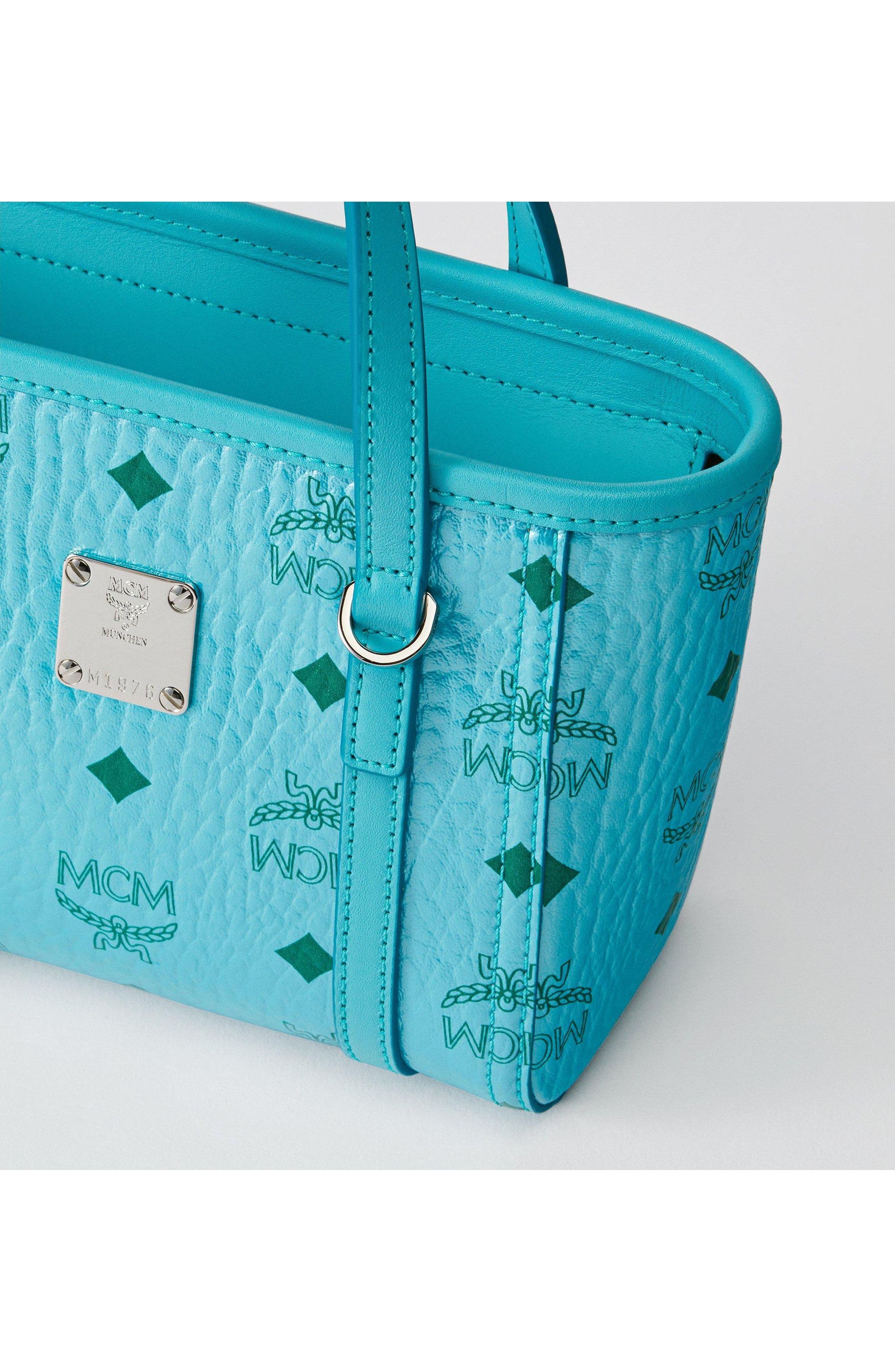 X-Mini Toni Top-Zip Shopper in Visetos, Alternate, color, Blue Ceramic