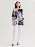 Misook Floral Colorblock Jacquard Knit Jacket