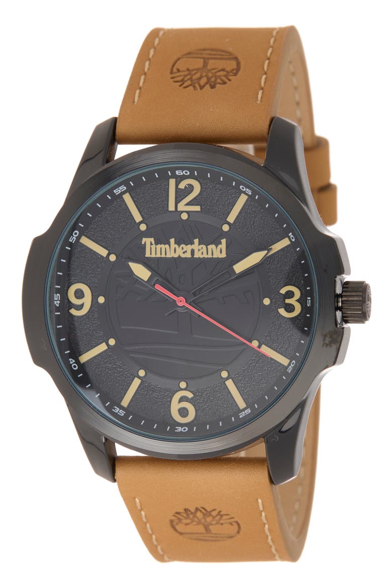 Classic Quartz Leather Strap Watch, 44mm, Main, color, TAN