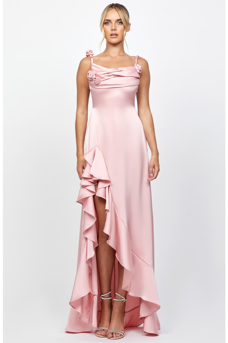 Nakiyah Cowl Hi Lo Dress, Main, color, BLUSH