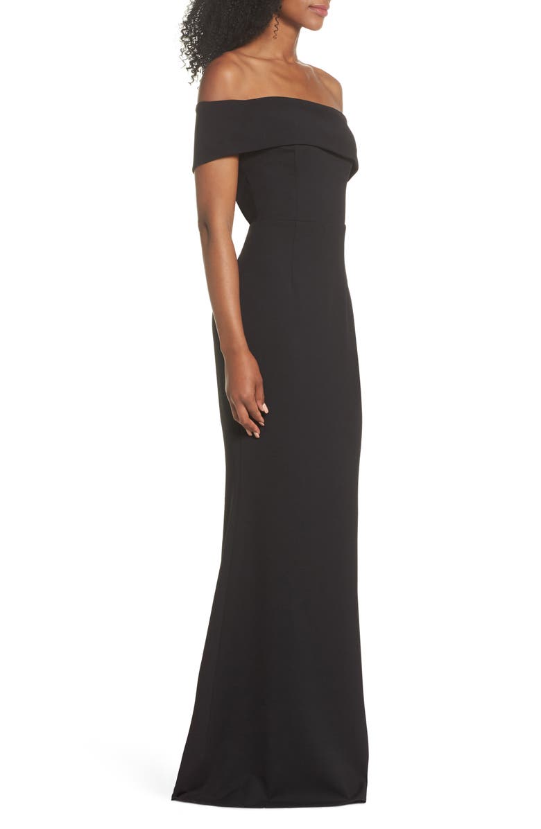 Katie May Titan One-Shoulder Cutout Crepe Gown, Alternate, color, 