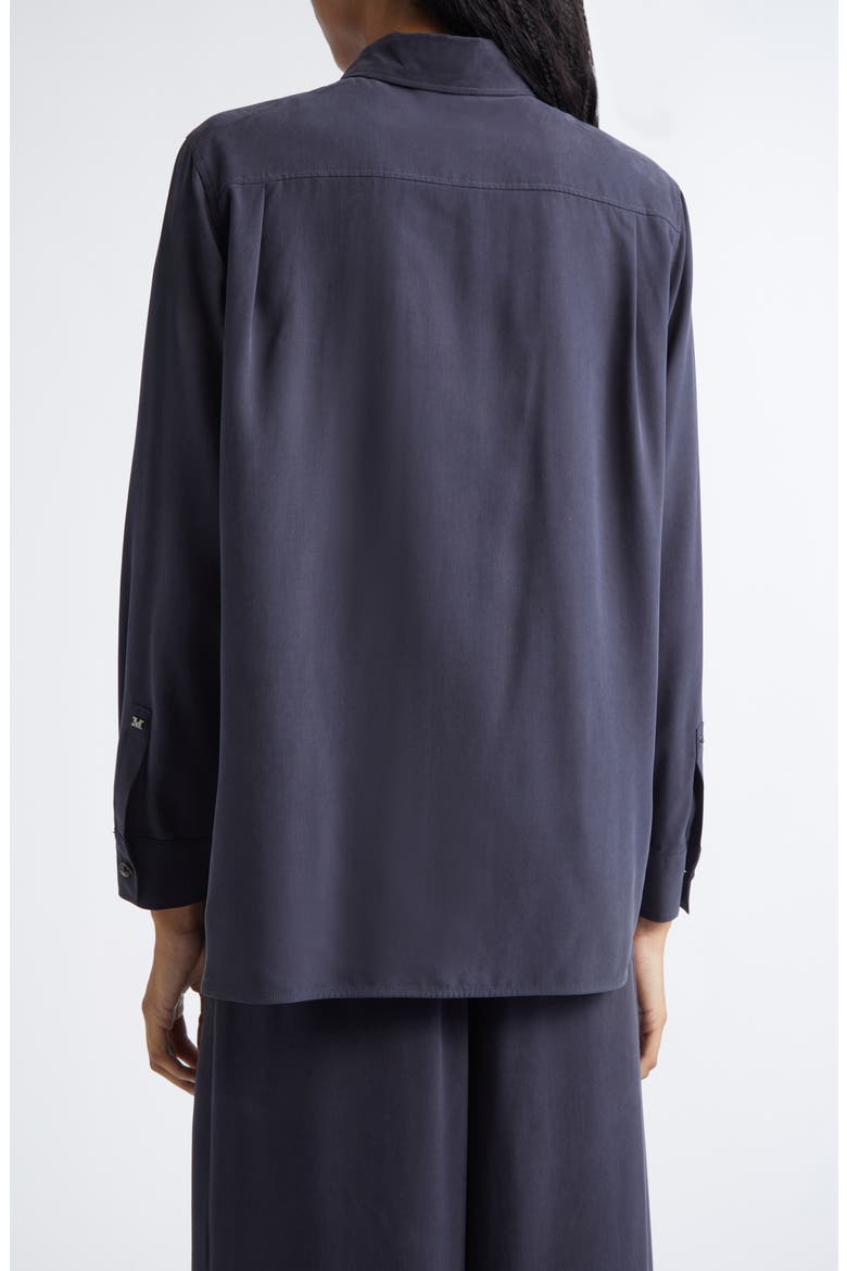Silk Crêpe de Chine Button-Up Shirt, Alternate, color, ULTRAMARINE