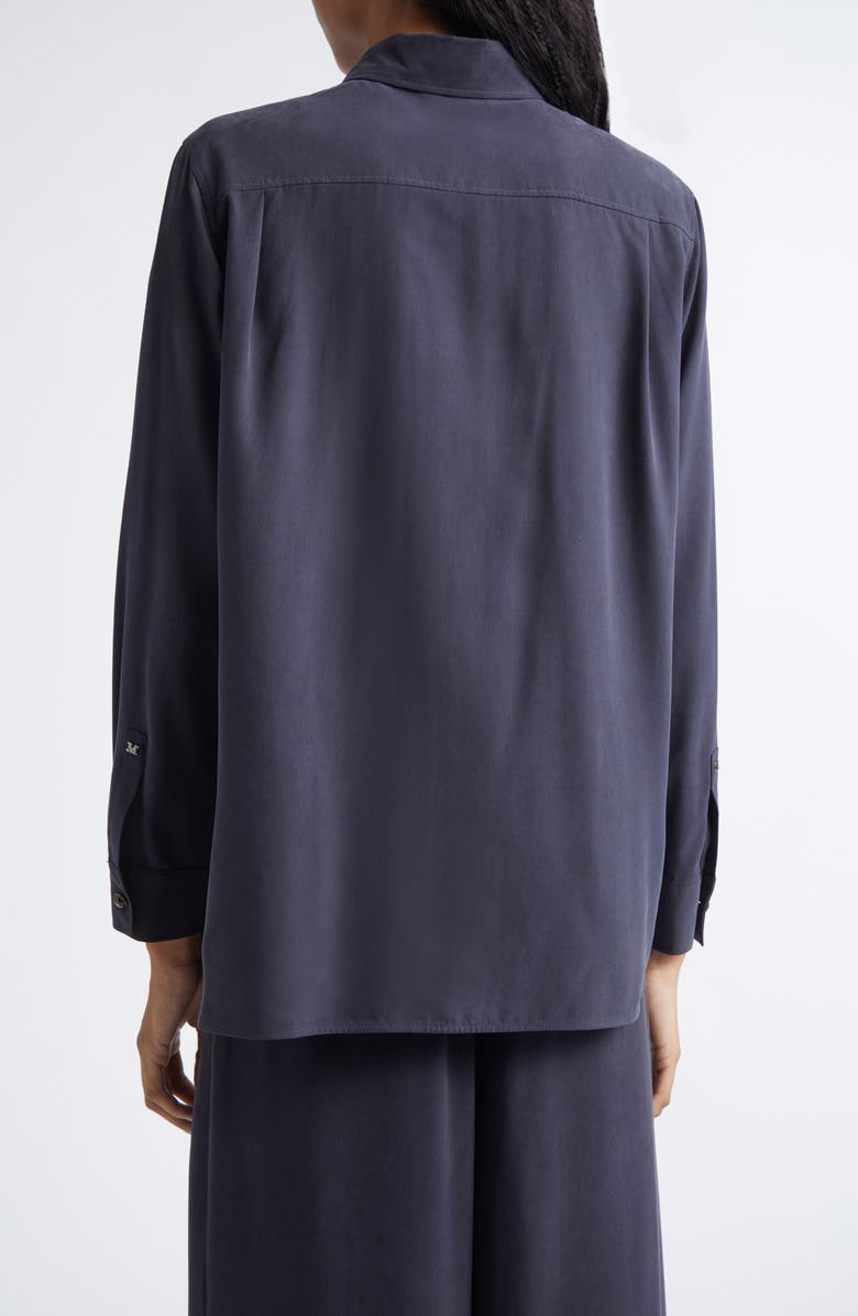 Max Mara Silk Crêpe de Chine Button-Up Shirt, Alternate, color, Ultramarine