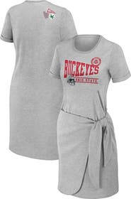 WEAR by Erin Andrews Women's WEAR by Erin Andrews Heather Gray Ohio State Buckeyes Knotted T-Shirt Dress