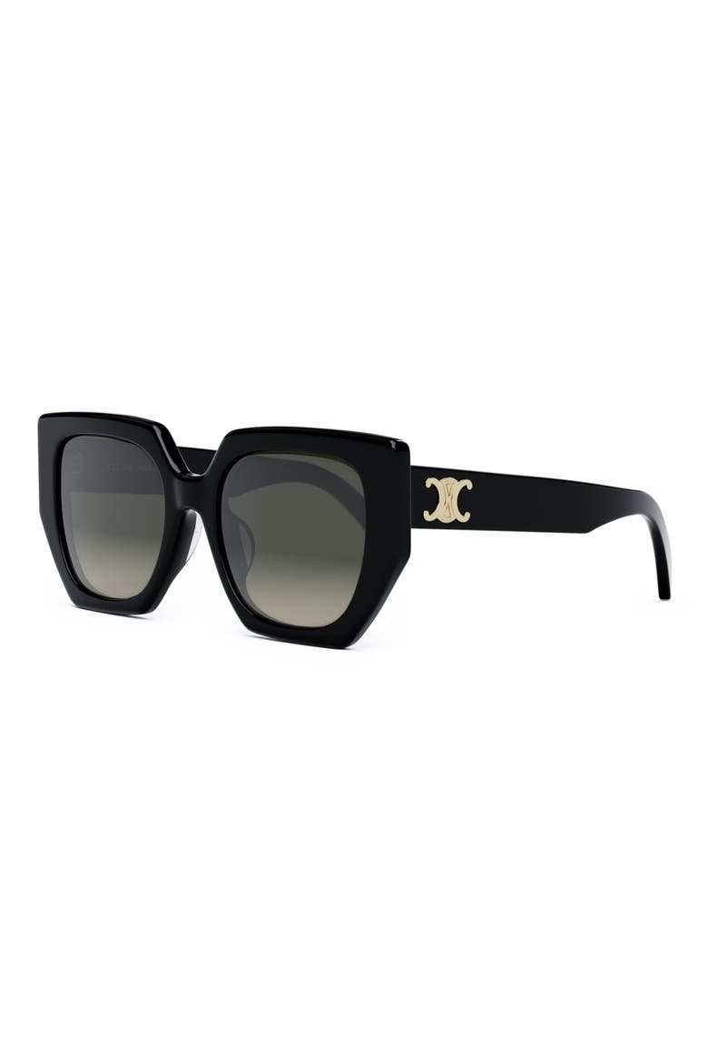 Triomphe 55mm Butterfly Sunglasses, Alternate, color, SHINY BLACK / GRADIENT BROWN
