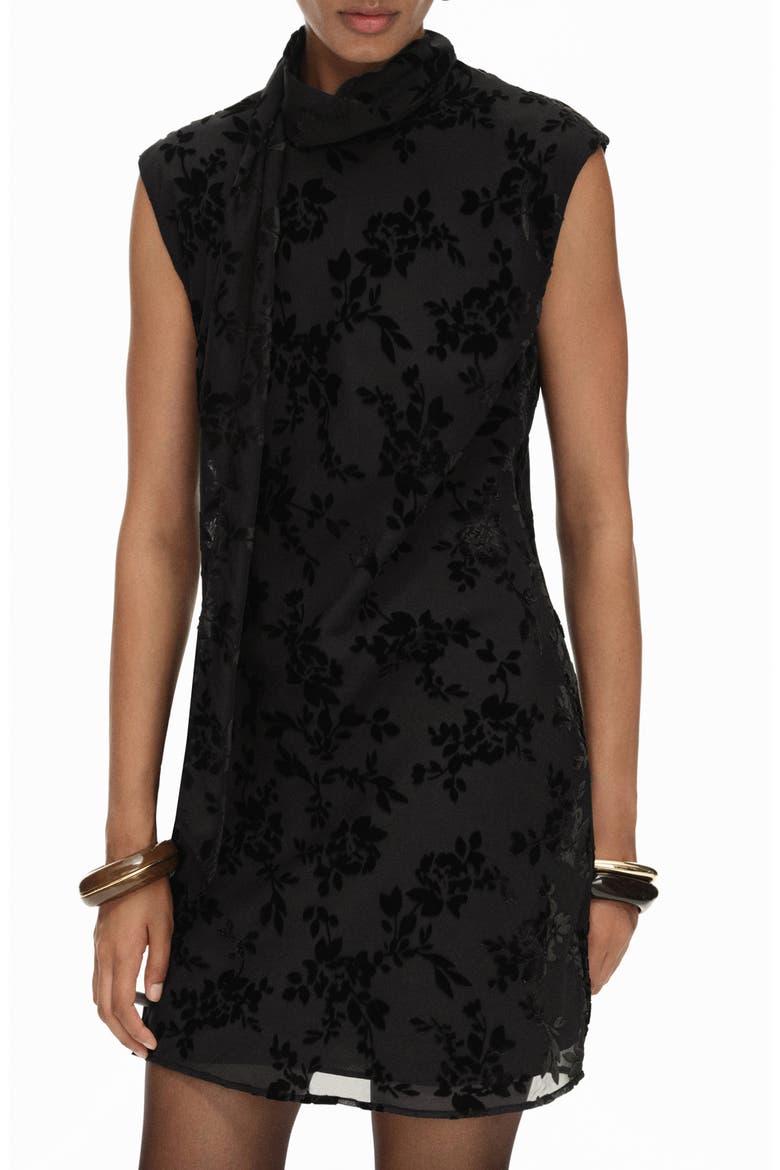 Floral Jacquard Minidress, Main, color, BLACK