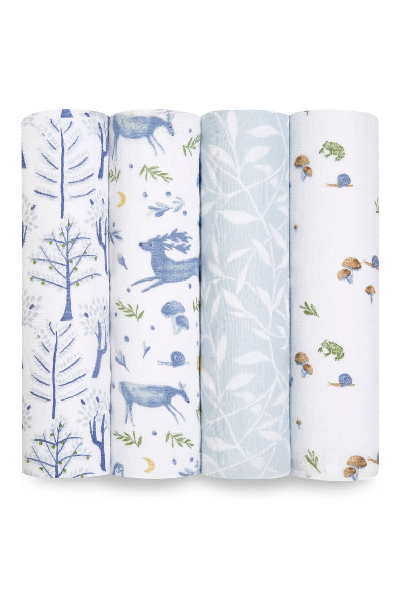 Assorted 4-Pack Organic Cotton Muslin Swaddling Cloths, Main, color, OUTDOORS