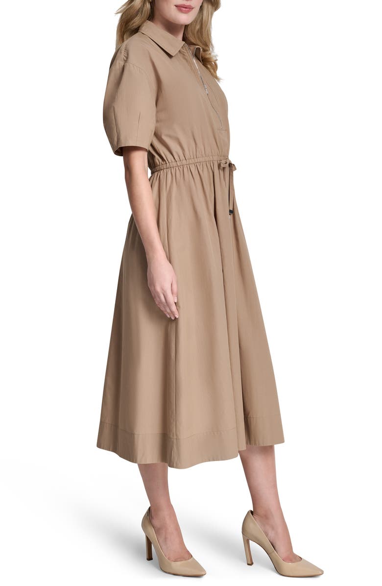 DKNY Zipped Cotton Shirtdress, Alternate, color, Cappuccino