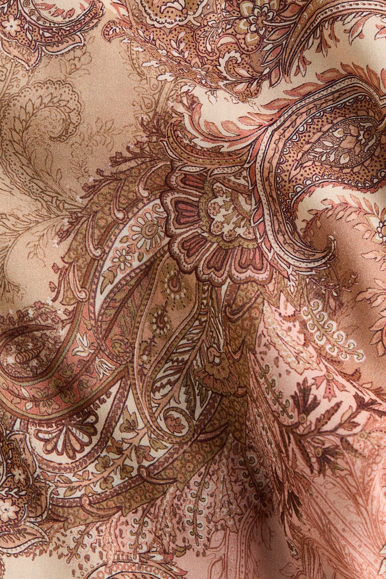 Short-sleeved Tie-belt Dress, Alternate, color, Beige/paisley
