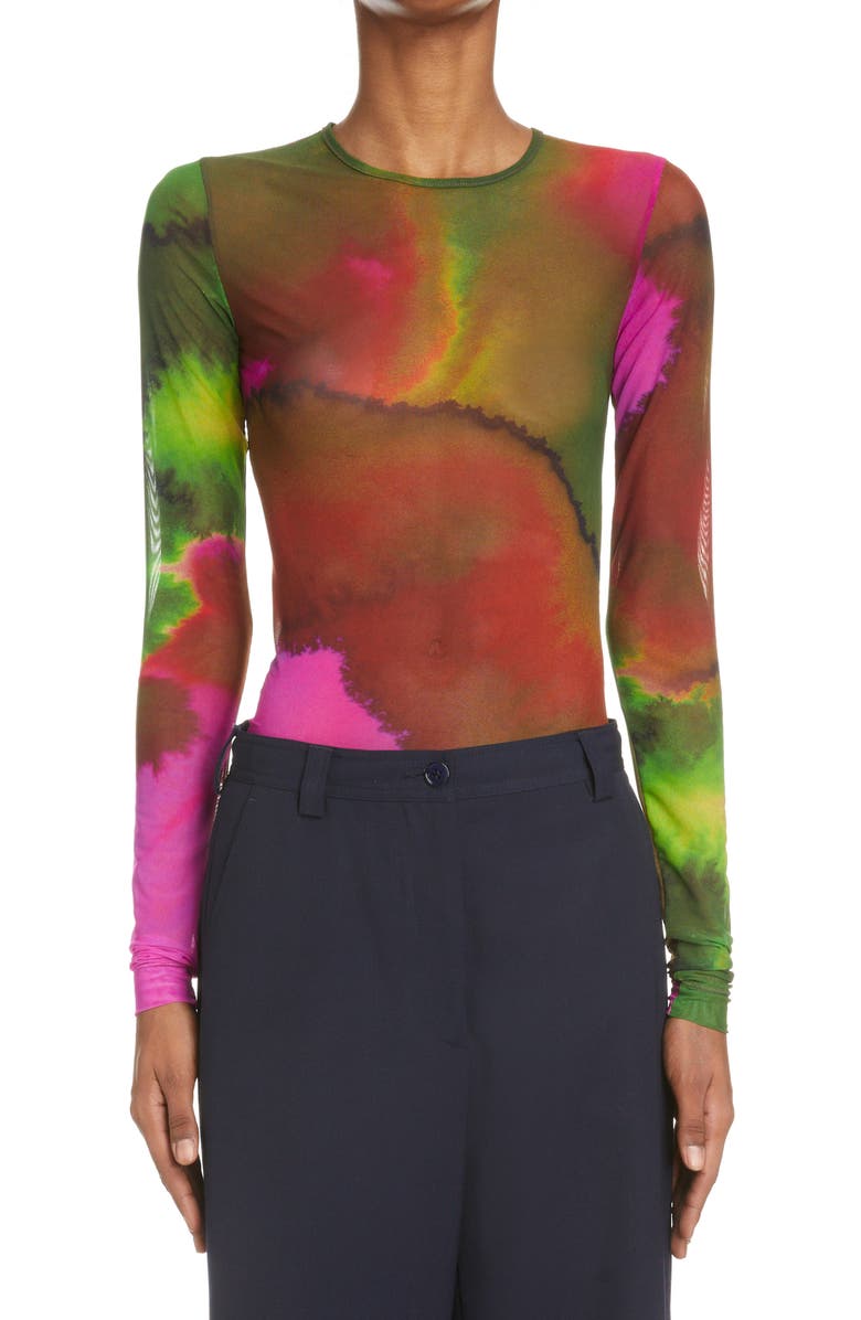 Dries Van Noten Heste Print Mesh Top, Main, color, 