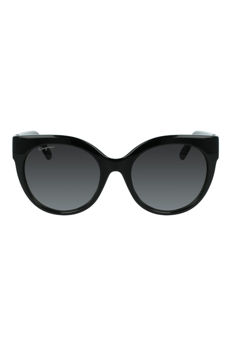 Gancini 53mm Round Sunglasses, Main, color, BLACK