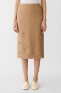 Lafayette 148 New York Floral Appliqué Raffia Effect Midi Skirt