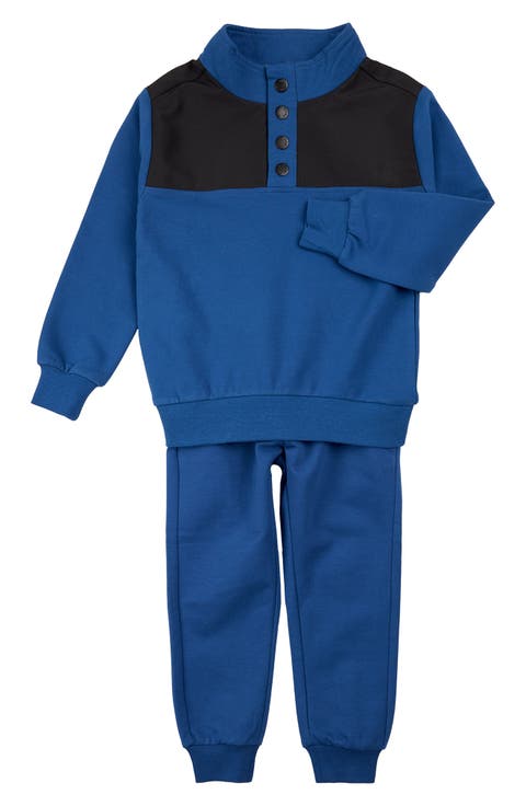 Glacier Blue Half-Button Sweatshirt & Joggers Set (Baby)
