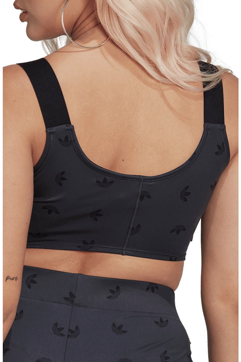 Trefoil Corset Crop Top, Alternate, color, NIGHT GREY