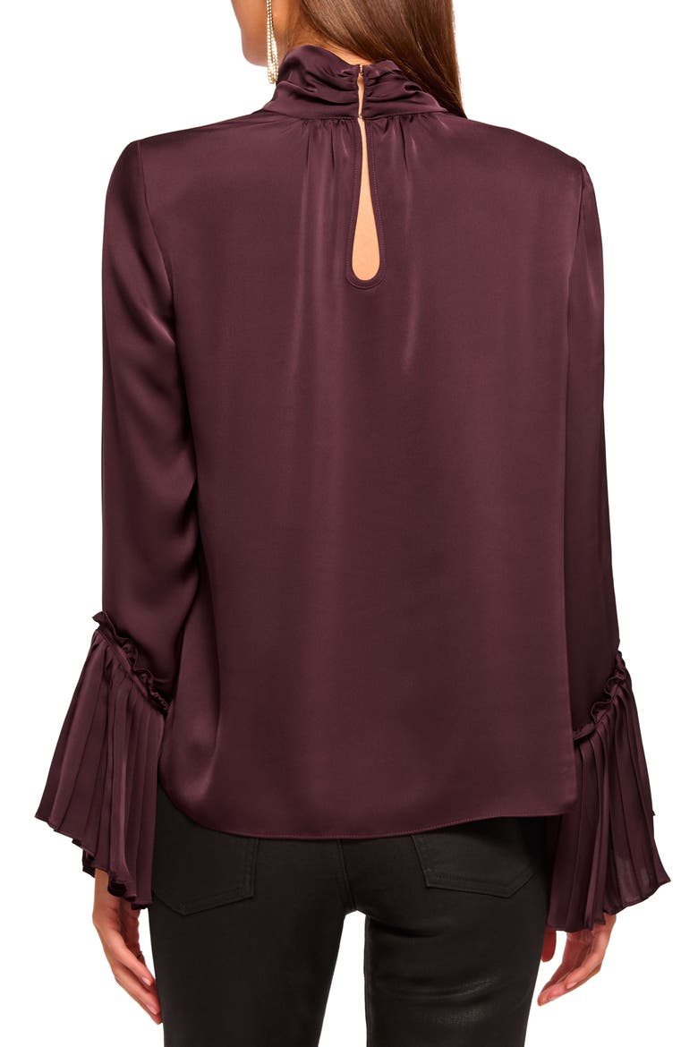 Christy Bell Sleeve Satin Top, Alternate, color, BLACKBERRY