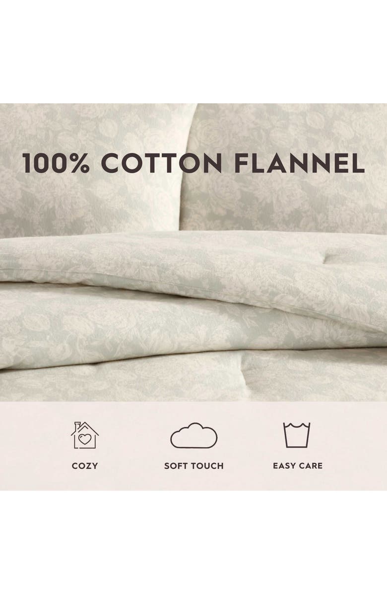 Laura Ashley Meredith Cotton Flannel Comforter & Sham Set, Alternate, color, Light Grey