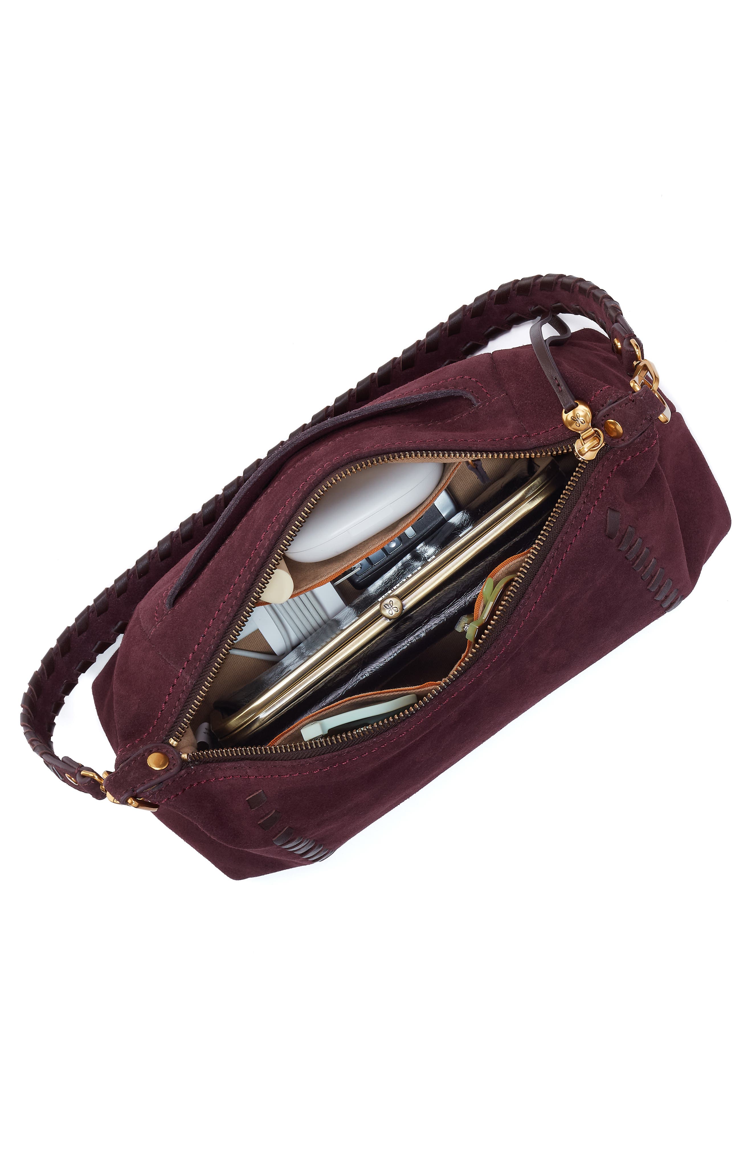 Darcy Leather Shoulder Bag, Alternate, color, DARK CHERRY