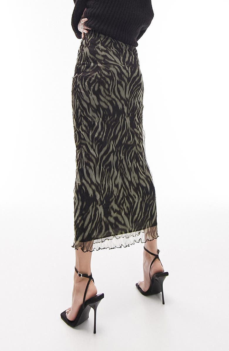 Topshop Zebra Print Mesh Skirt, Alternate, color, 