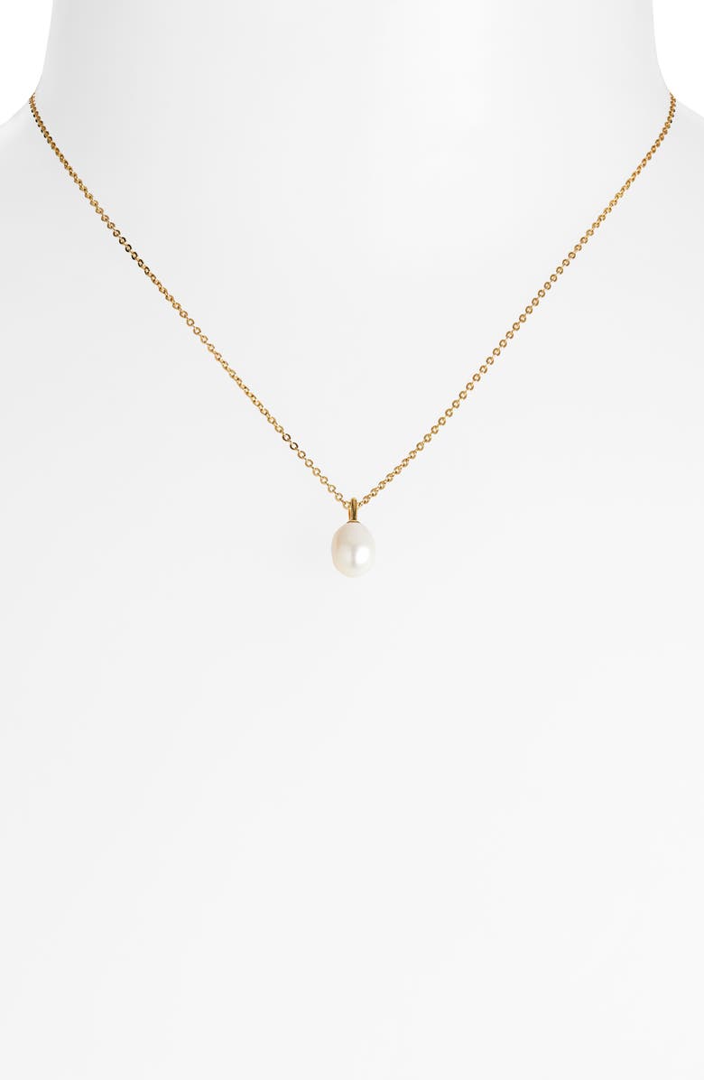 Nordstrom Demi Fine Dainty Freshwater Pearl Pendant Necklace, Alternate, color, 14K Gold Plated