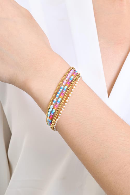 Mint & Lily Summer Beaded Stacking Set Bracelet In Gold