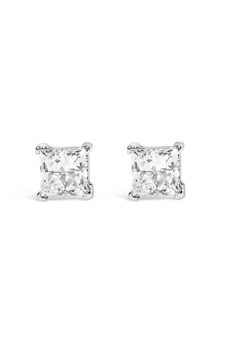 14K White Gold 3/4 Ct Princess Lab Grown Diamond Solitaire Stud Earrings, Main, color, White