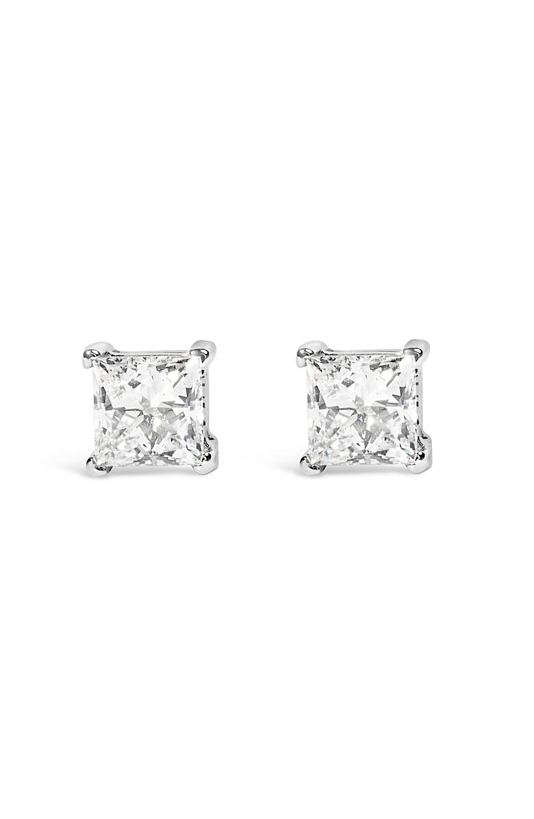 Haus of Brilliance 14K White Gold 3/8 Ct Lab Grown Princess Solitaire Stud Earrings, Main, color, White