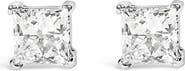Haus of Brilliance 14K White Gold 3/8 Ct Lab Grown Princess Solitaire Stud Earrings