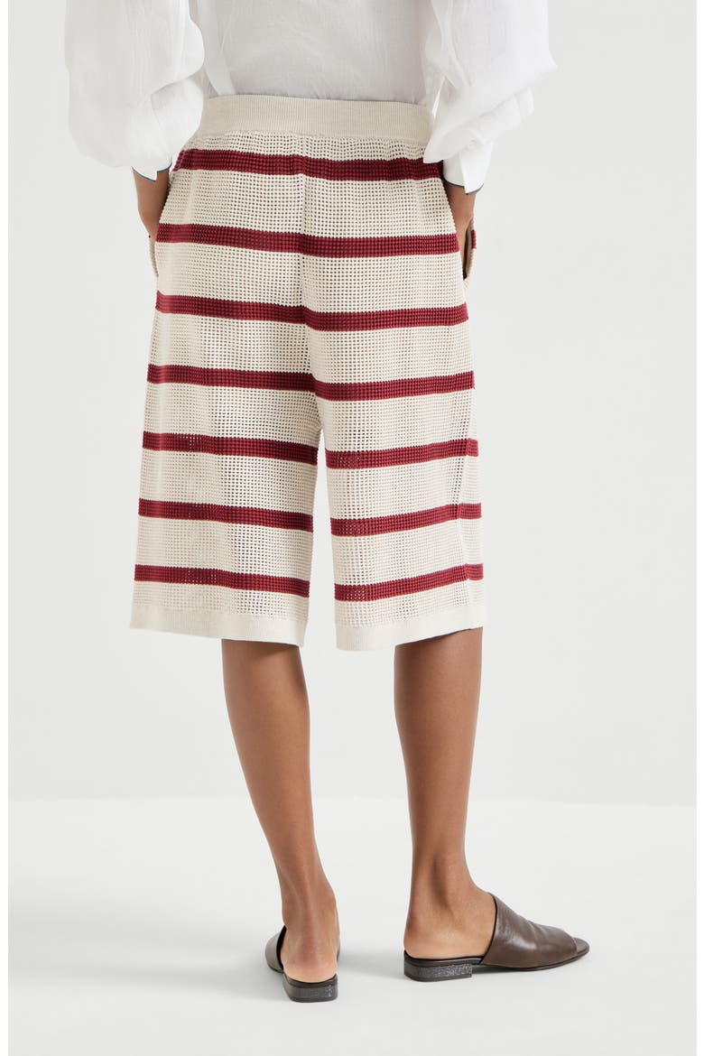 Cotton net knit Bermuda shorts, Alternate, color, Bordeaux
