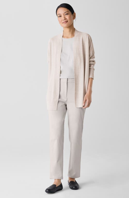Eileen Fisher Organic Linen Blend Open Front Cardigan In Undyed Natural