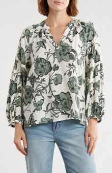Caslon® Long Sleeve Printed Popover Top