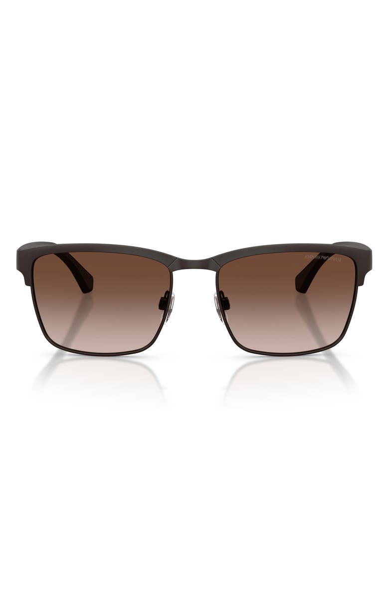 Emporio Armani 56mm Pillow Sunglasses, Main, color, Matte Brown / Gradient Brown