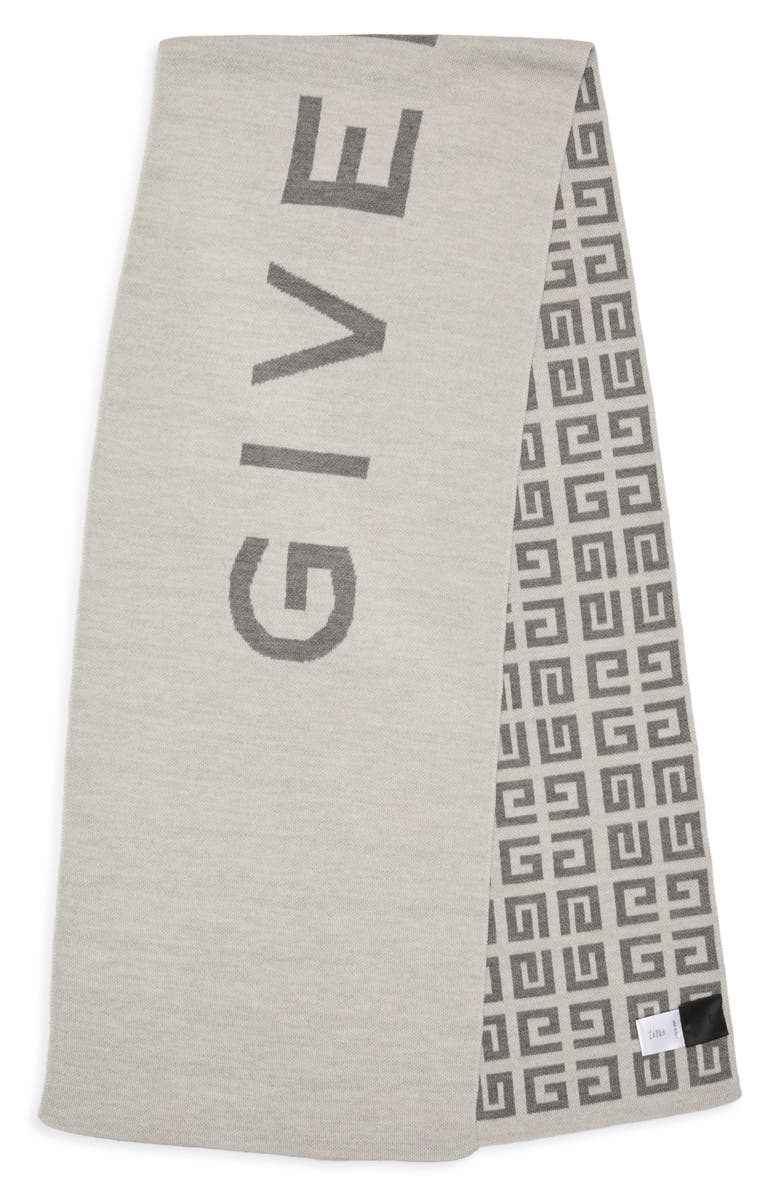 Givenchy Intarsia 4G Double Face Wool Scarf, Main, color, Pearl Grey